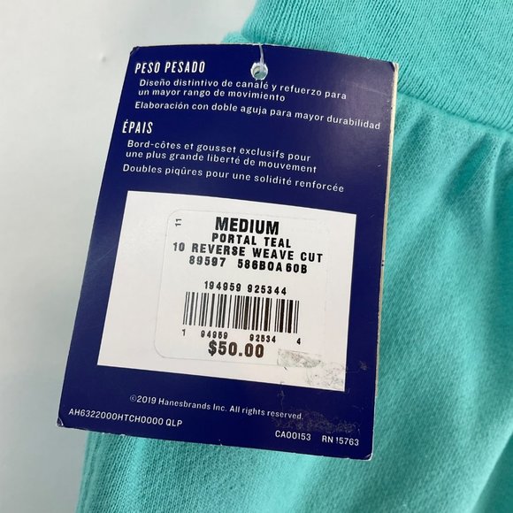 Champion Hoodie Lg & Med Shorts Set Ink Shadow Reverse Weave Hoodie Teal Nw - Picture 11 of 12